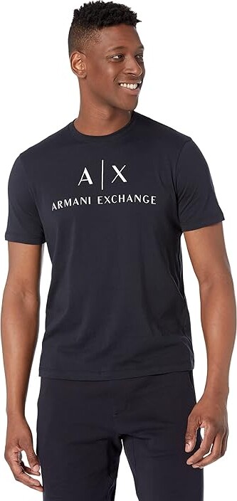 Armani Exchange Logo Printed T-Shirts Men's Clothing Navy : LG, Cotton
