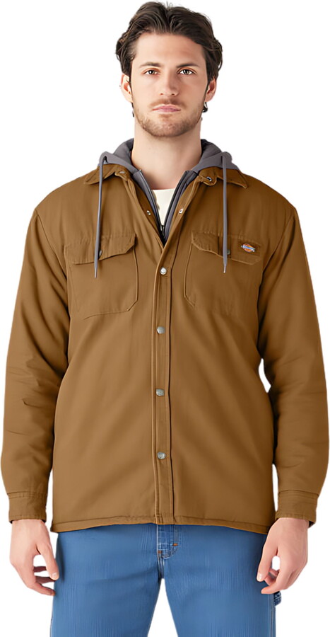 Dickies Men's Water Repellent Duck Hooded Workwear Shirt Jacket