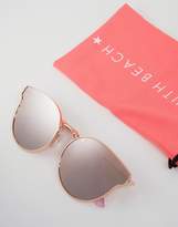 Thumbnail for your product : South Beach Rose Gold Cateye Sunglasses With Flash Lens