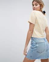Thumbnail for your product : Miss Selfridge Striped Broderie T Shirt