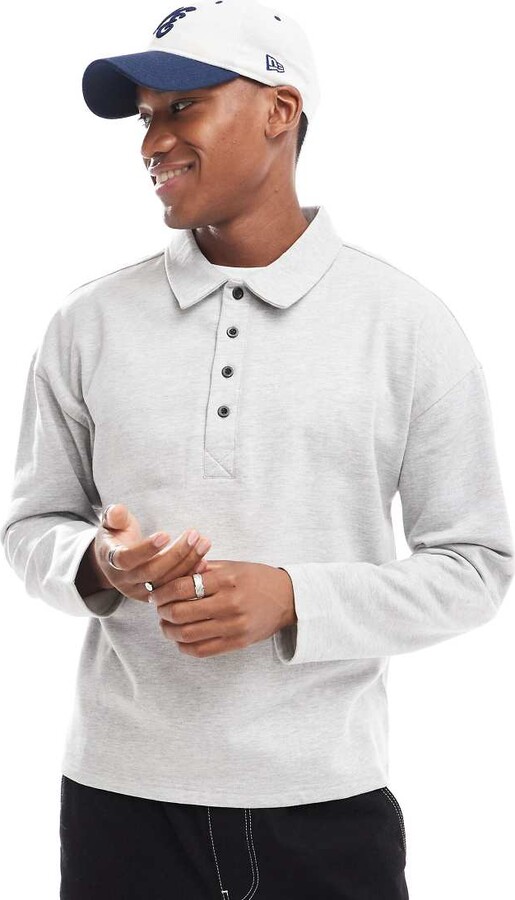 Another Influence half button rugby sweat in gray