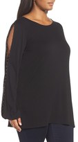 Thumbnail for your product : Vince Camuto Plus Size Women's Beaded Slit Sleeve Asymmetrical Top