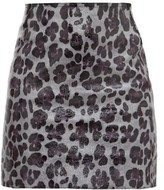 leopard print leather skirt