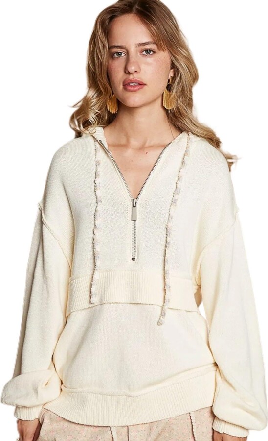 Generic POL Half Zip Drop Shoulder Hooded Sweater Provence Cream/M