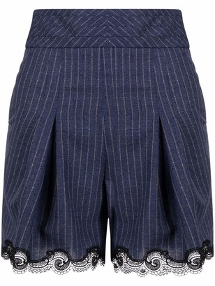 Koché High-Waisted Pinstripe Shorts