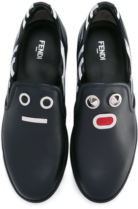 Fendi faces embellished slippers