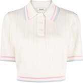 Thumbnail for your product : Sandro Ribbed-Knit Cropped Polo Top
