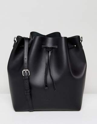 SANDQVIST Marianne Black Leather Drawstring Shoulder Bag