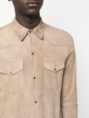 Salvatore Santoro Press-Stud Leather Shirt Jacket