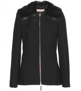 Thumbnail for your product : Marni Cotton-blend jacket with detachable fur collar