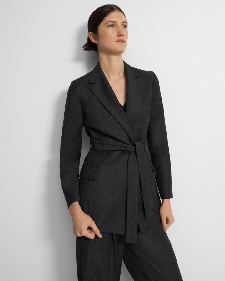 Theory Belted Blazer in Sleek Flannel ShopStyle