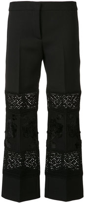 Alexander McQueen embroidered cropped trousers - women - Silk/Wool - 40