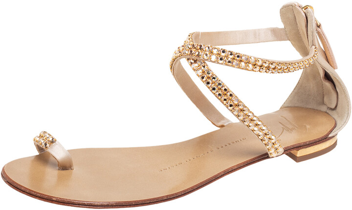 beige ankle strap flat sandals