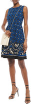 Thumbnail for your product : RED Valentino Flared Embroidered Printed Crepe De Chine Dress
