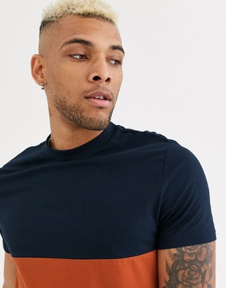 ASOS DESIGN organic t-shirt with contrast yoke in tan