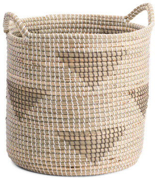 Handcrafted Opalhouse Seagrass Decorative Storage Basket Yellow 12x12x12 