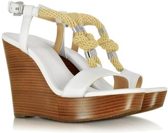 Michael Kors Holly Rope and Optic White Leather Wedge Sandal