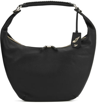 Diane von Furstenberg Women's Sutra Crescent Hobo Leather Shoulder Bag Black