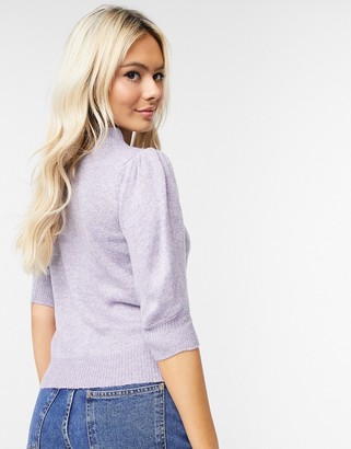 JDY jumper with short puff sleeves in purple