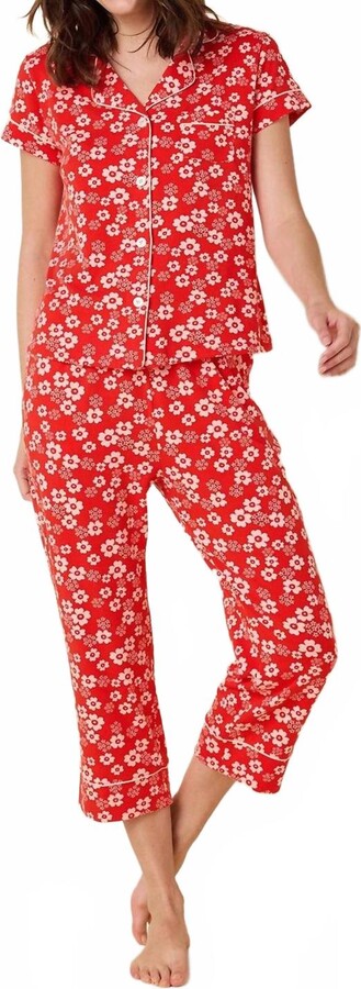 THE cat's PAJAMAS Cece Pima Knit Capri Set In Red