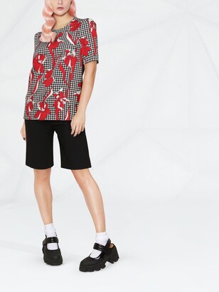Boutique Moschino Floral Houndstooth Pattern Blouse