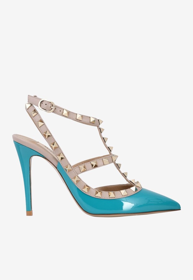 valentino blue rockstud shoes