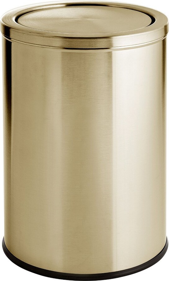 mDesign Round Metal 4.8 Gallon Covered Bathroom Swing Lid Trash Can, Soft Brass ShopStyle