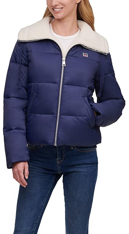 levi's sherpa lined hooded puffer jacket