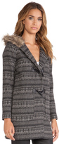 Thumbnail for your product : BB Dakota Leary Patterned Coat with Faux Fur Trim