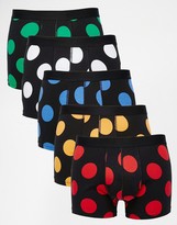 Thumbnail for your product : ASOS 5 Pack Trunks With With Polka Dot  SAVE 28%