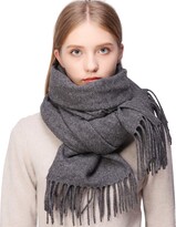 Thumbnail for your product : RIIQIICHY 100% Wool Scarf Grey Pashmina Shawls and Wraps for Women Ladies Scarf for Winter Warm
