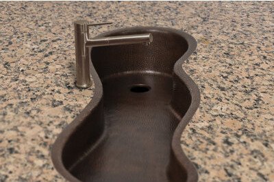 Ambiente Mexican Copper Crafts Sink 40x15'' ZigZag Specialty Bathroom Sink Bronze Copper Bathroom Sink - Hammered Brown Copper Sink