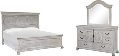 Latitude Run Panel Bed And Drawer Dresser With Shaped Mirror