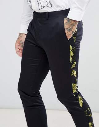 Twisted Tailor super skinny suit trousers in black jacquard
