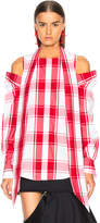 Thumbnail for your product : Monse Cold Shoulder Plaid Shirt