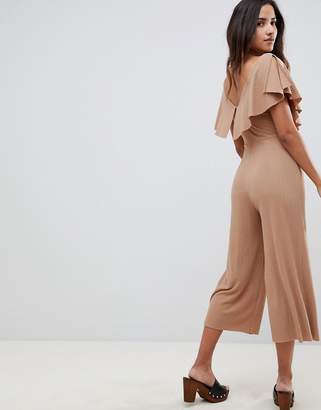 ASOS Design DESIGN Jumpsuit In Rib Jersey With Overlay Detail