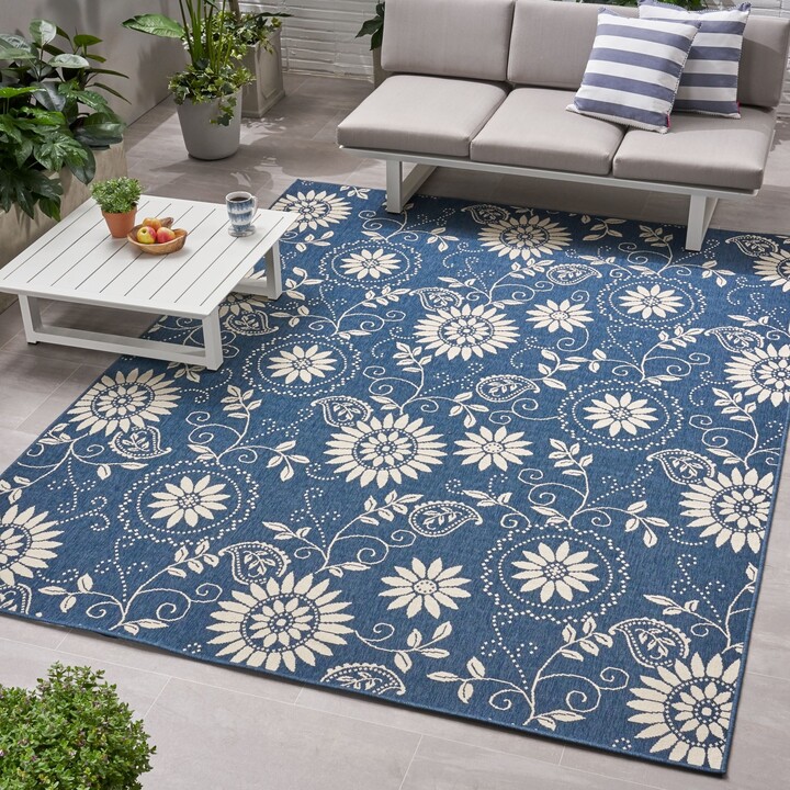 Christopher Knight Home Alfonso Indoor Geometric 5 x 8 Area Rug Navy/Ivory