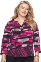 Thumbnail for your product : Dana Buchman Plus Size Knit Henley Top