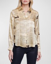 Thumbnail for your product : L'Agence Tyler Newspaper-Print Button-Front Blouse