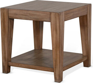 Benjara Yael Side End Table Tapered Legs 24 Inch Square Top Light Brown