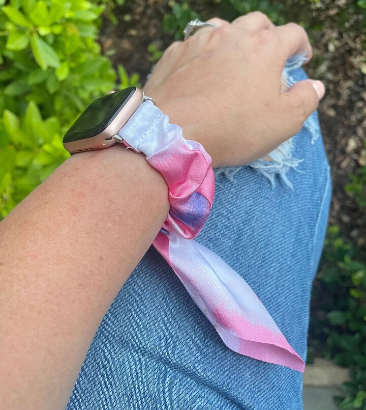 Scrunchie Watch Band/Compatible With Apple 38mm 40mm 41mm Smart Stretch Bracelet Magnetic Gold Hardware Choose Print Scrunchies