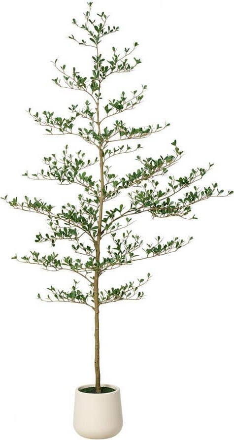 DR.Planzen 7 ft. Artificial black Olive Tree with white Planter, UV Resistant, Faux Tree for Indoor/Outdoor Home Office Decor