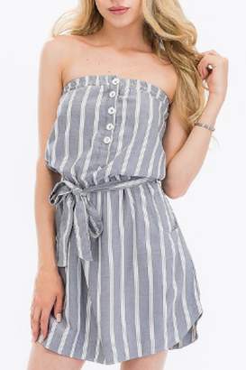 Olivaceous Striped Tube Dress