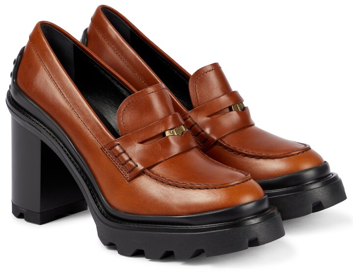 brown loafer heels