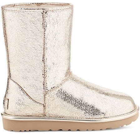 UGG Classic Short Metallic Sparkle Leather Boots - ShopStyle