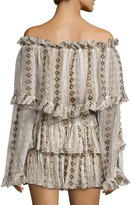 Thumbnail for your product : Caroline Constas Dhalia Off-the-Shoulder Metallic Geo-Print Dress