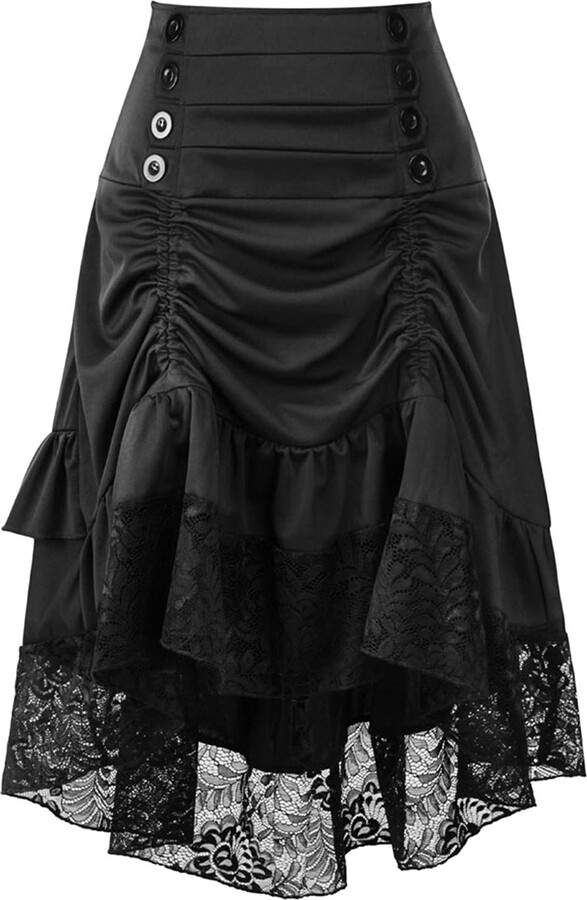 Sanahy Women's Steampunk Gothic Clothing Vintage Lace Skirts
