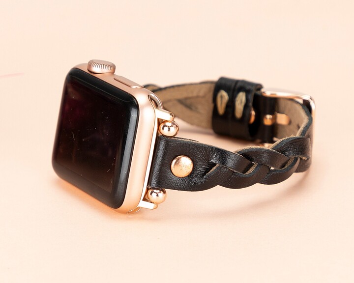 Braided Leather Apple Watch Band 38mm 40mm 41mm 42mm 44mm 45mm, Iwatch Strap Bracelet For 6 5 4 3 2 1 & Se, Fitbit 1/Sense