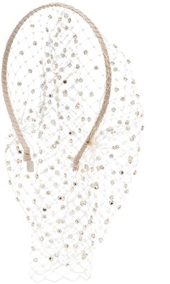 Gigi Burris Millinery Crystal-Embellished Veil Headband
