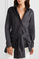 Thumbnail for your product : Alexander Wang Layered Tie-front Checked Poplin Shirt - Black